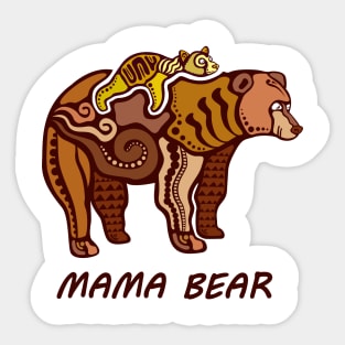 Mama Bear Artistic Design in Color Sticker